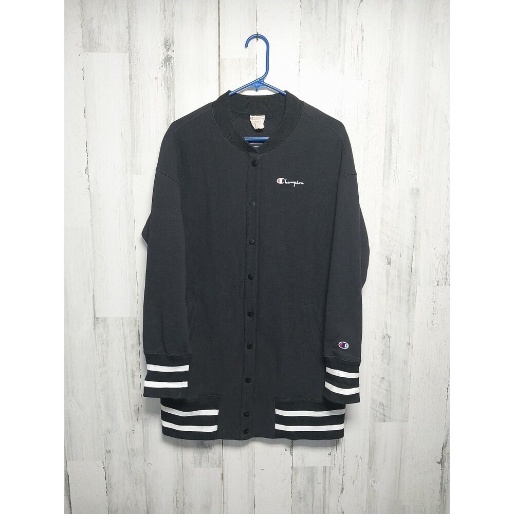 Champion Women's Giubotto Bomber Size Large Black Reverse Weave